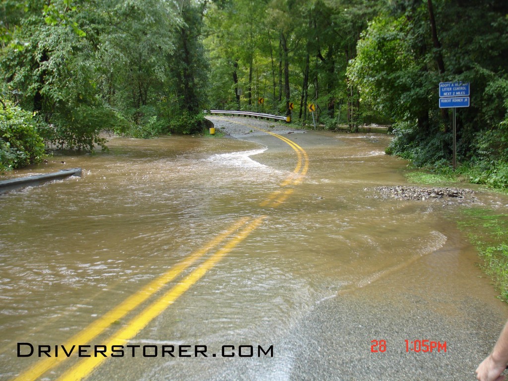 The Bushkill Creek overtaking Creek Road near 209 and Bushkill Falls Road