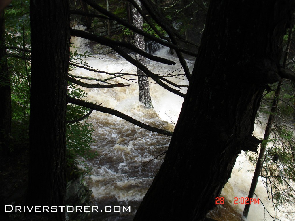 This spot is the location of a 10 foot waterfall, now it looks like a raging torrent.